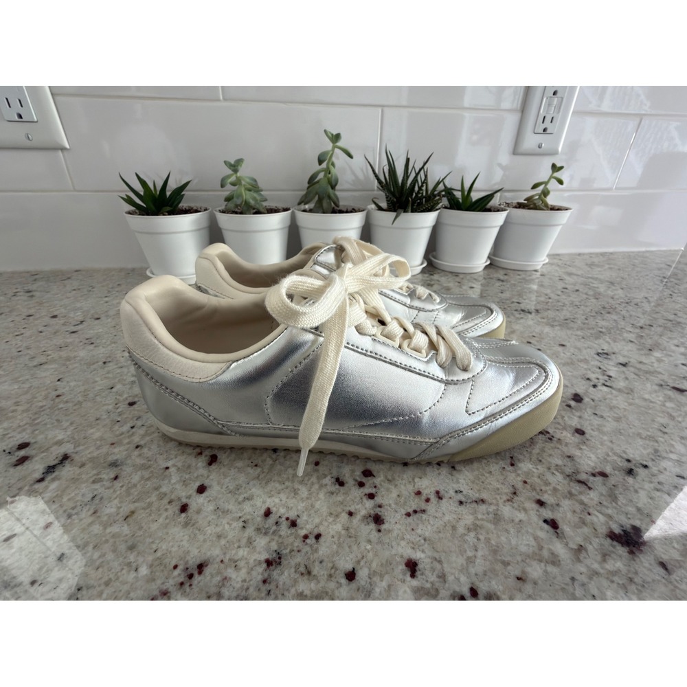 ZARA Metallic Silver Low Top Sneakers Size 37